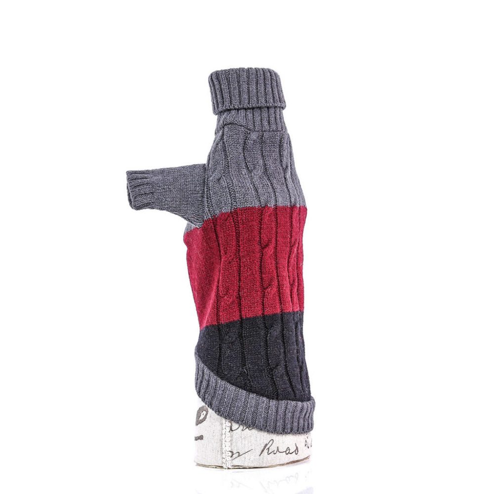 Sweater - Tricolor Braided Pullover Grey/Burgundy/Black