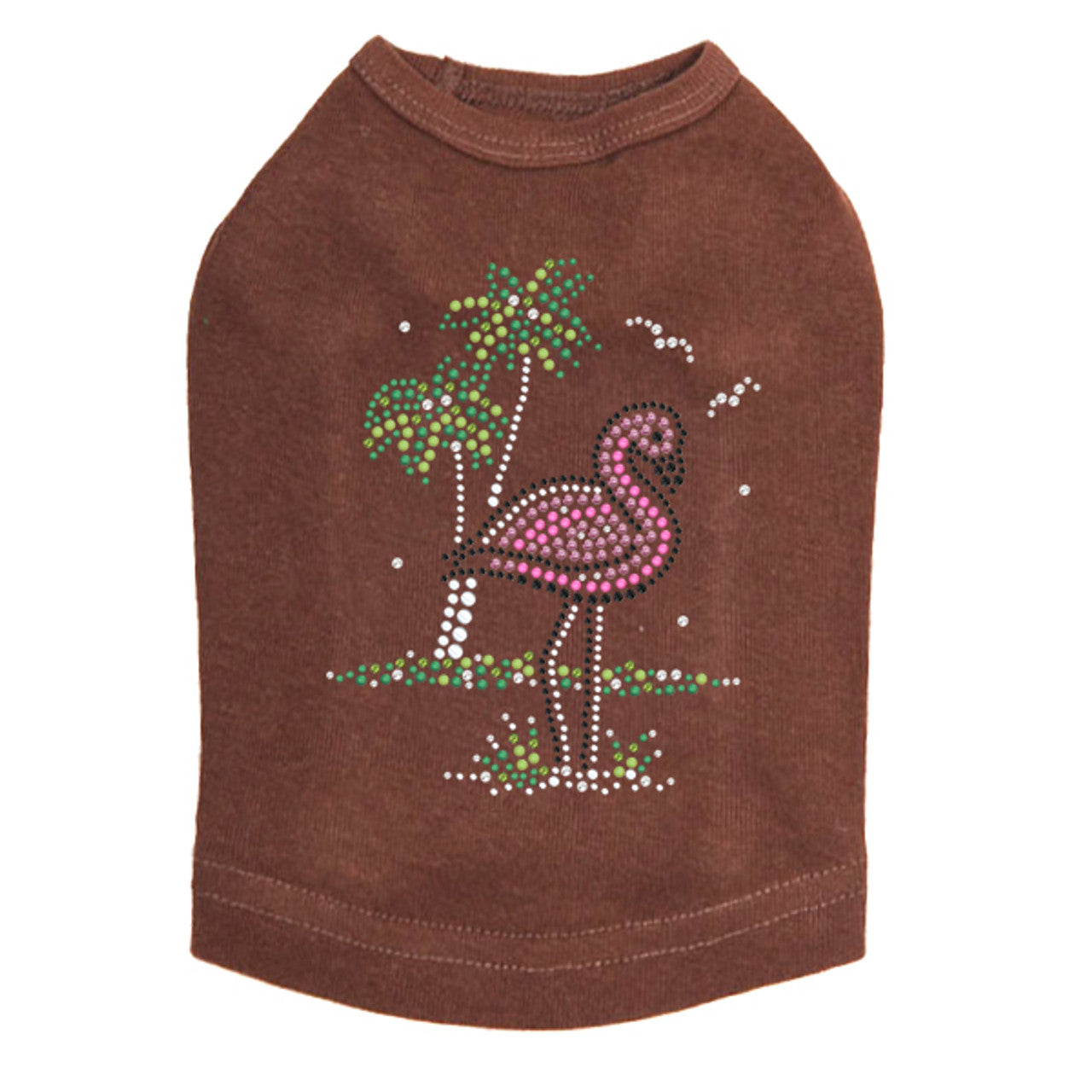 Pink Flamingo with Palm Trees - Dog Tank
