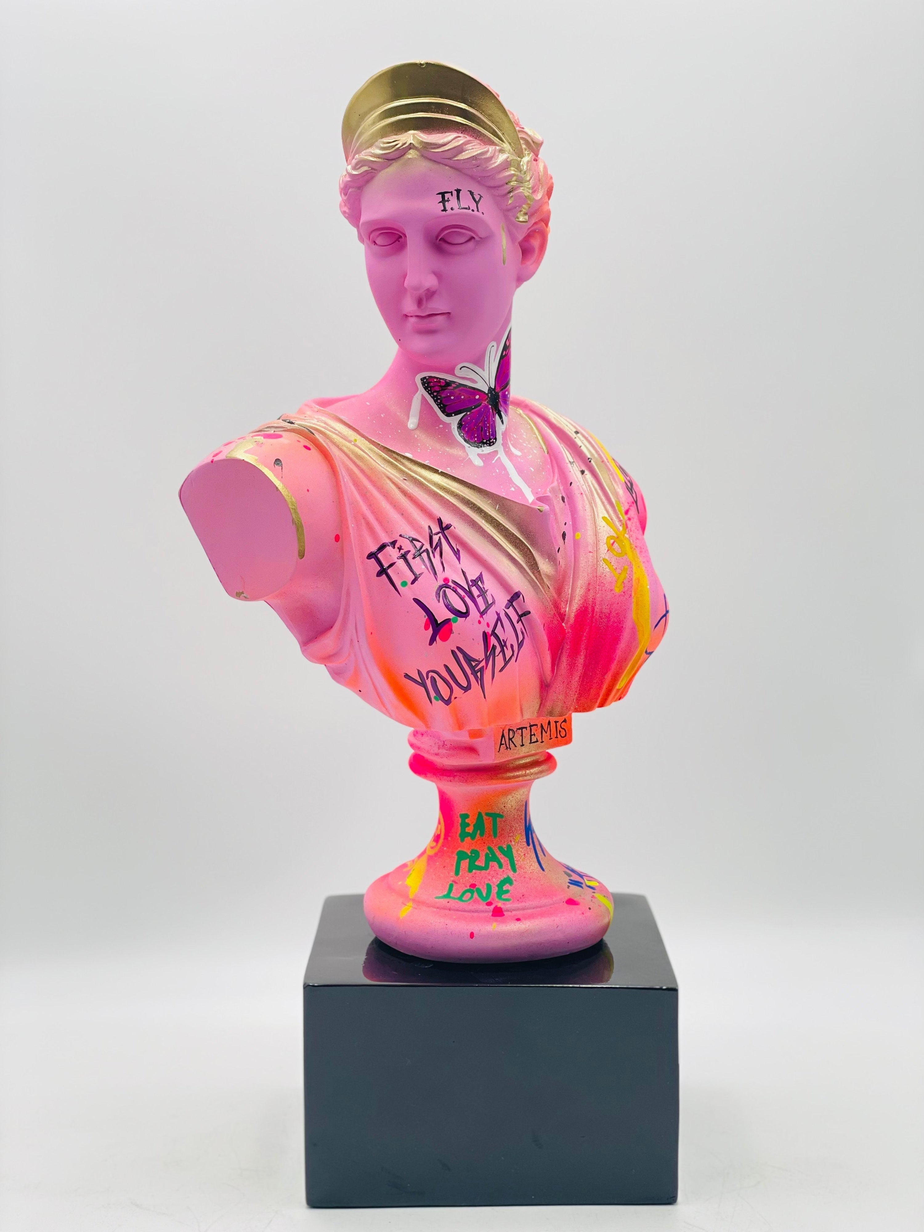 Butterfly Artemis Sculpture - Pink Street Pop Art Edition Pink; Red Pop Art Decor Sculpture image 3 - HT Animal Supply