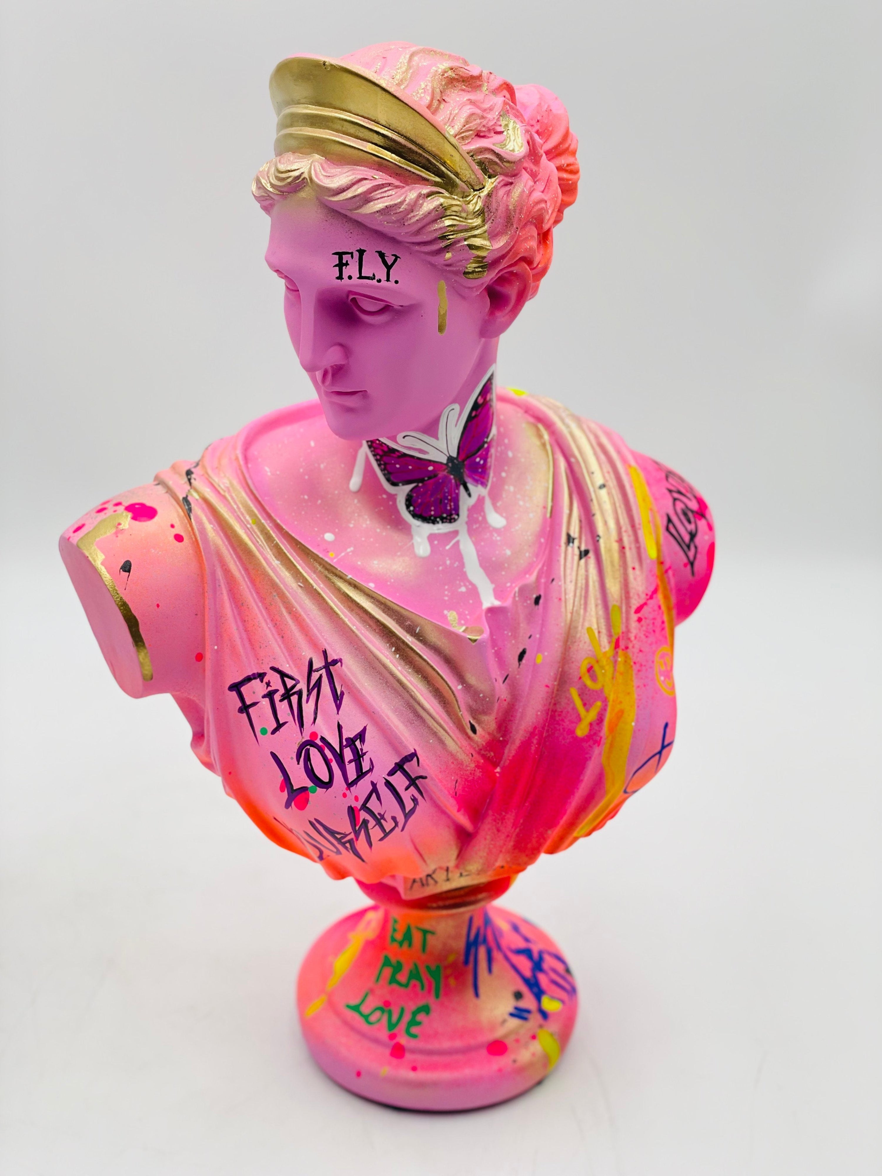Butterfly Artemis Sculpture - Pink Street Pop Art Edition Pink; Red Pop Art Decor Sculpture image 4 - HT Animal Supply
