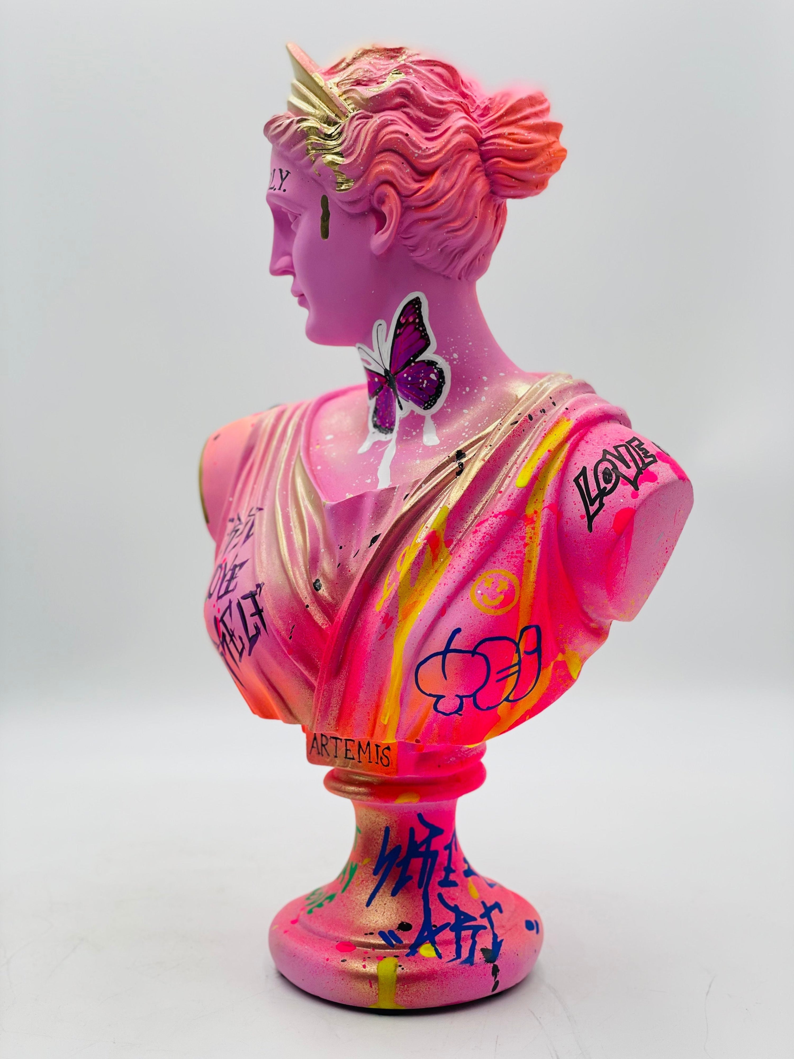 Butterfly Artemis Sculpture - Pink Street Pop Art Edition Pink; Red Pop Art Decor Sculpture image 6 - HT Animal Supply