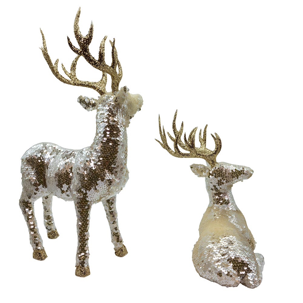 Kurt Adler Gold Standing and Lying Deer Table Pieces