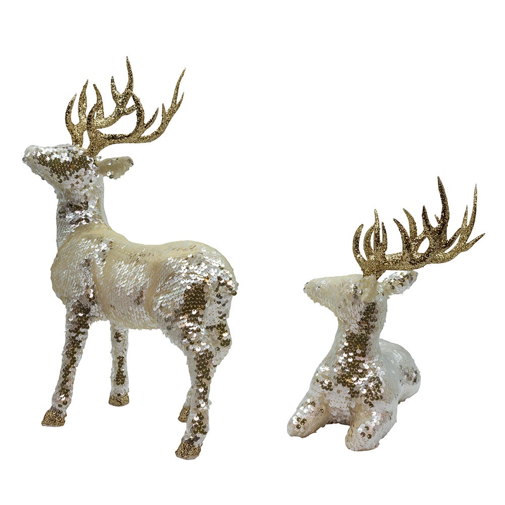 Kurt Adler Gold Standing and Lying Deer Table Pieces