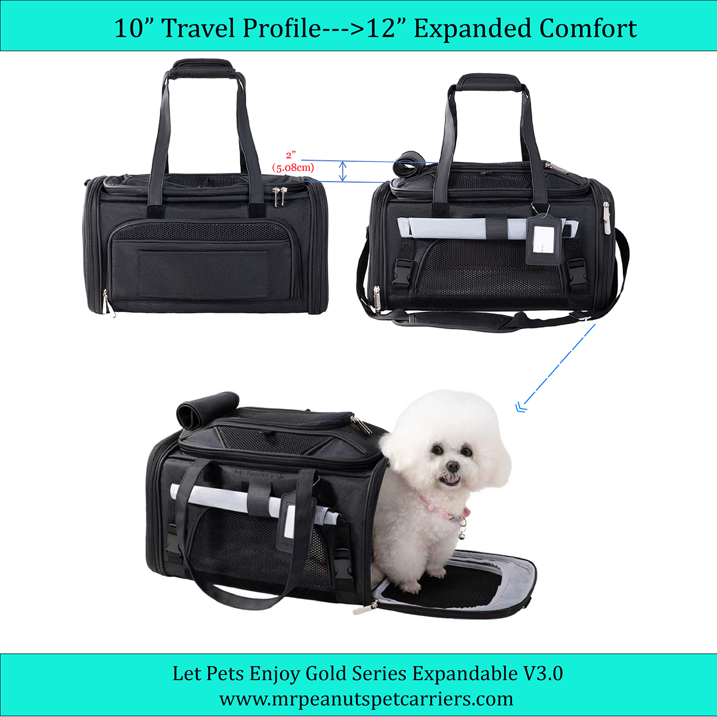 Mr. Peanuts Gold Series Standard Size Airline Compliant Expandable Pet Carrier
