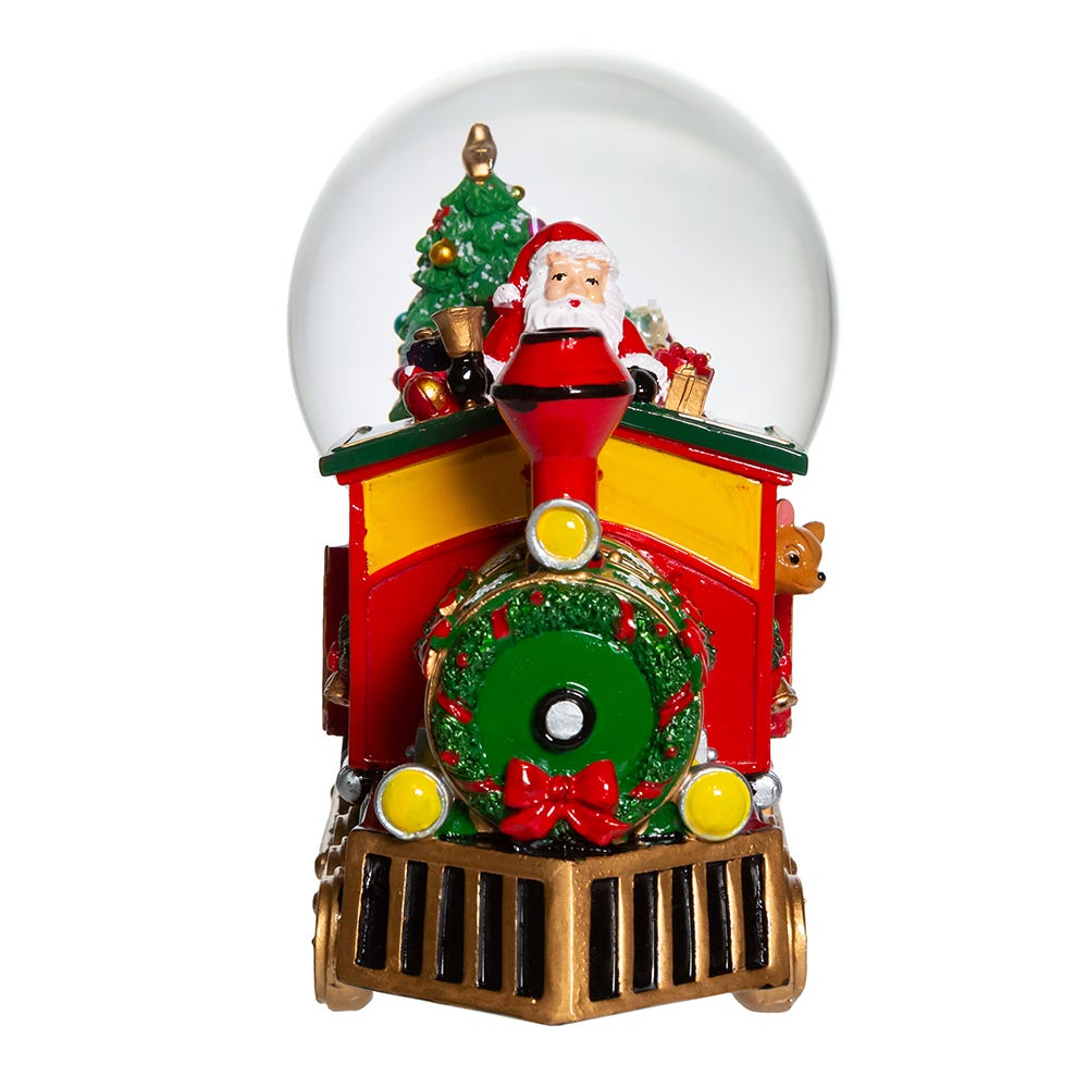 Kurt Adler 120MM Musical Santa Driving Train Water Globe