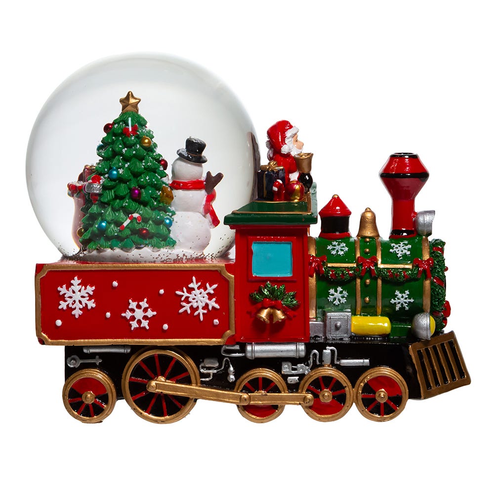 Kurt Adler 120MM Musical Santa Driving Train Water Globe