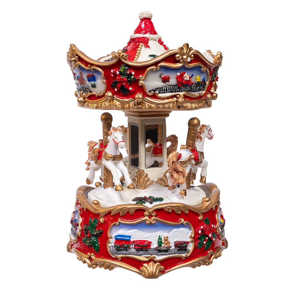 Kurt Adler 7-Inch Wind-Up Musical Carousel Table Piece