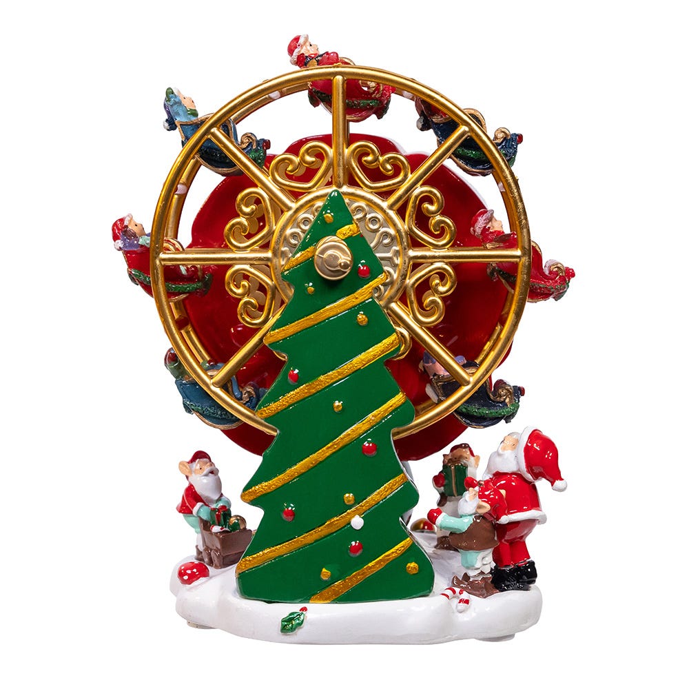 Kurt Adler 5.5-Inch Wind-Up Musical Ferris Wheel Table Piece