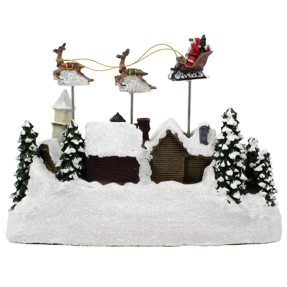 Kurt Adler 12-Inch Battery Operated Musical LED Village with Santa and Deer