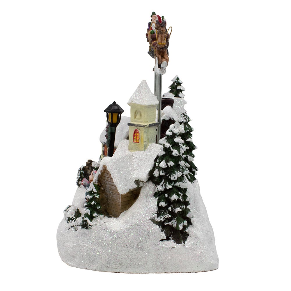 Kurt Adler 12-Inch Battery Operated Musical LED Village with Santa and Deer