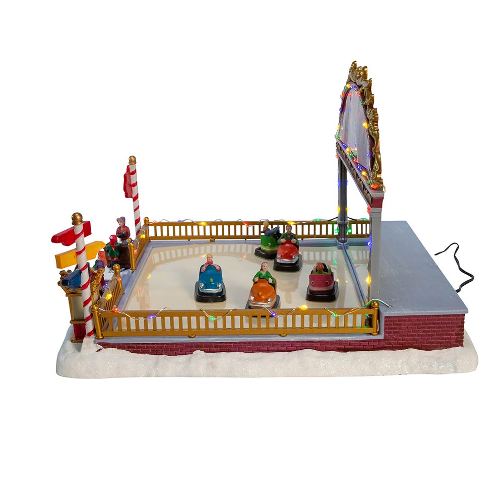 Kurt Adler 9-Inch LED Light-Up Musical Bumper Cars Table Piece