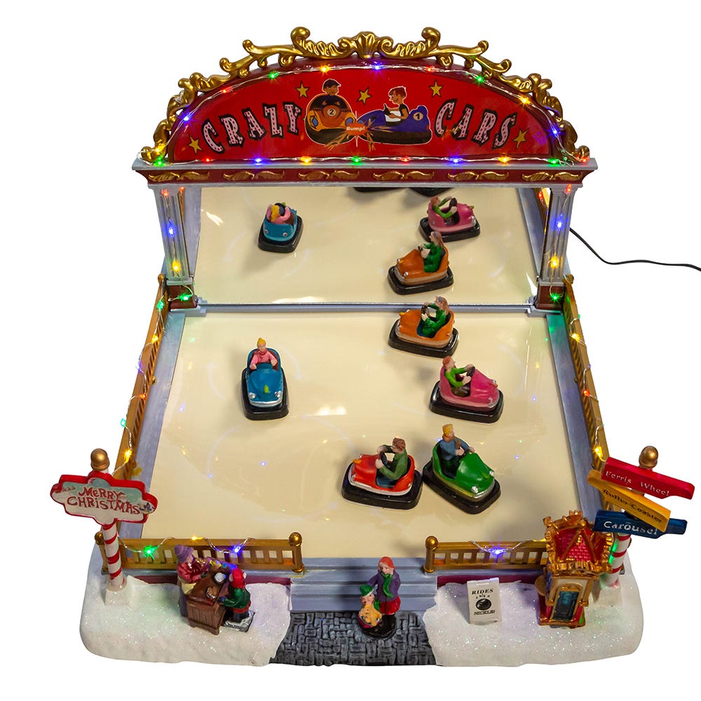 Kurt Adler 9-Inch LED Light-Up Musical Bumper Cars Table Piece