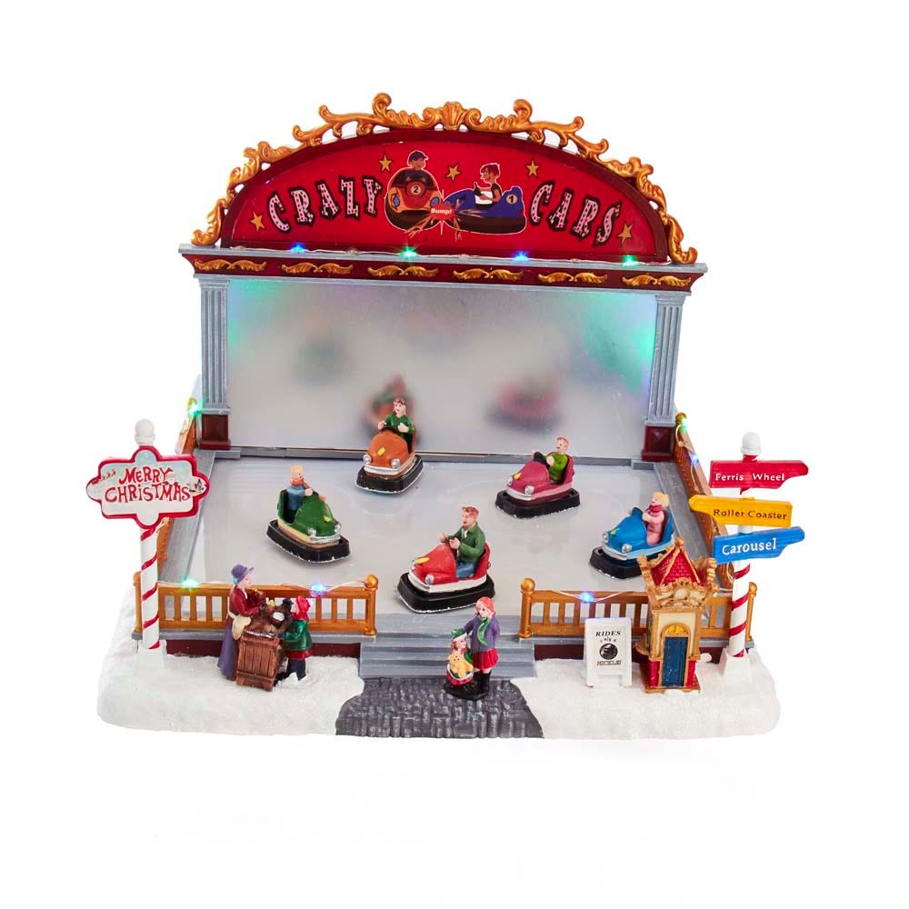 Kurt Adler 9-Inch LED Light-Up Musical Bumper Cars Table Piece