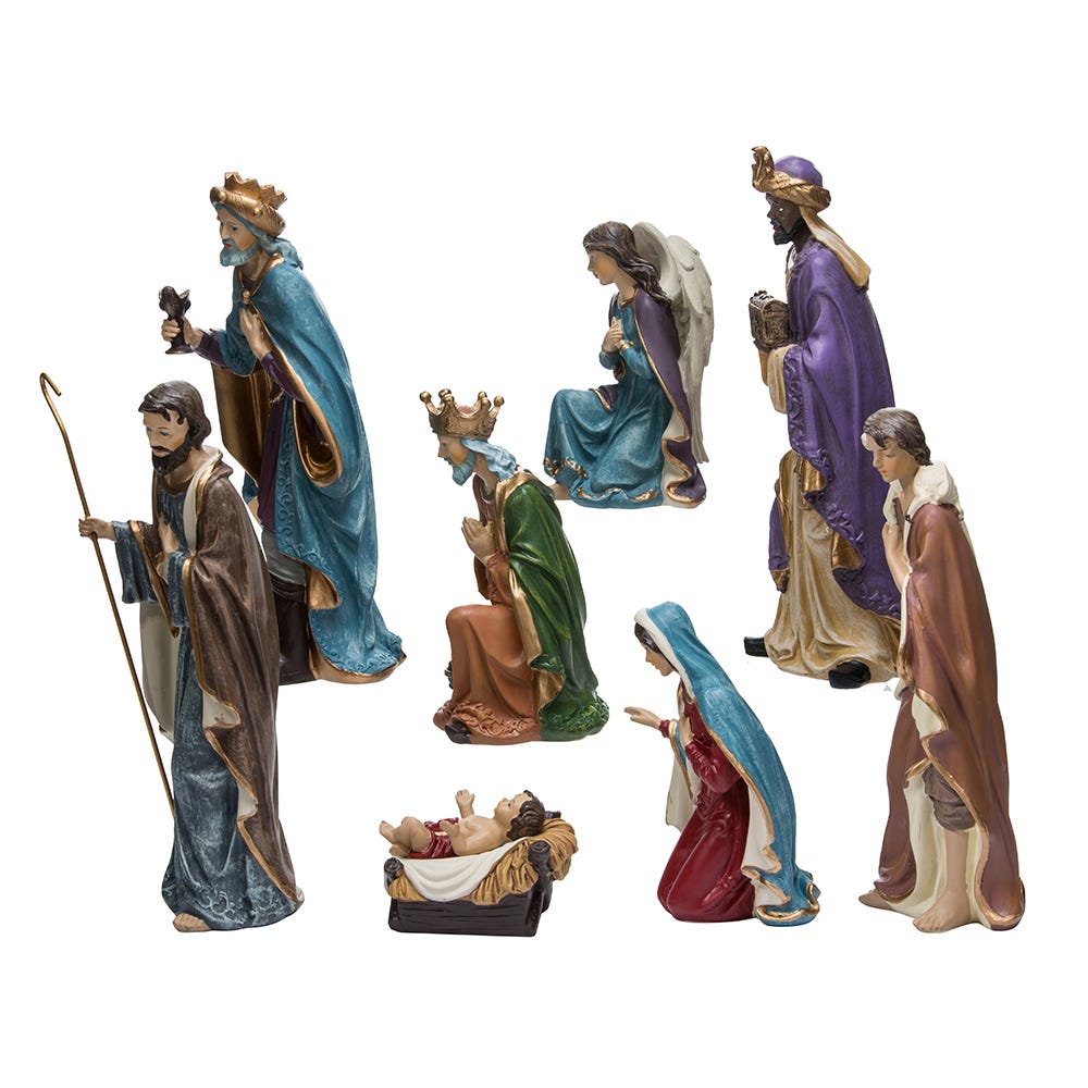 Kurt Adler 9-Inch Resin Nativity Set of 8 Pieces
