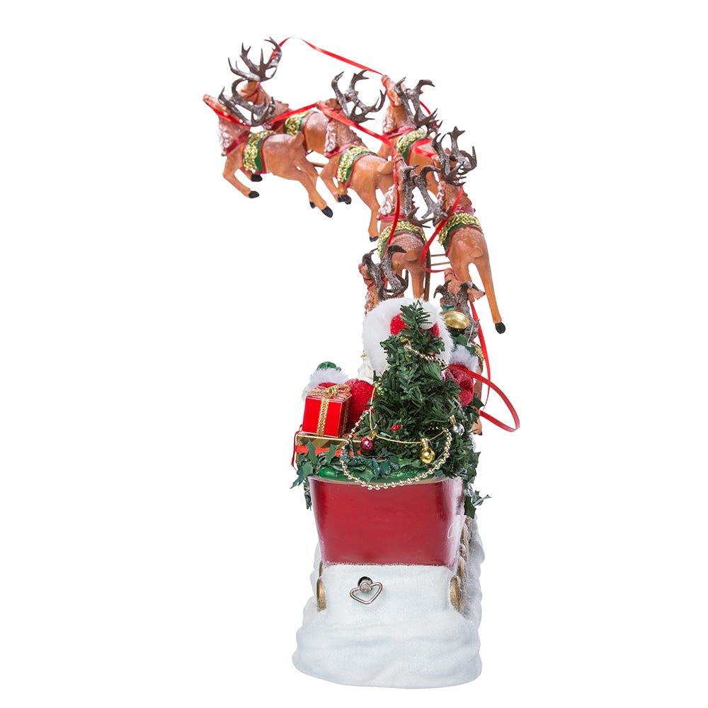 Kurt Adler 24-Inch Fabrich Musical Santa with Eight Reindeer, 2-Piece Set