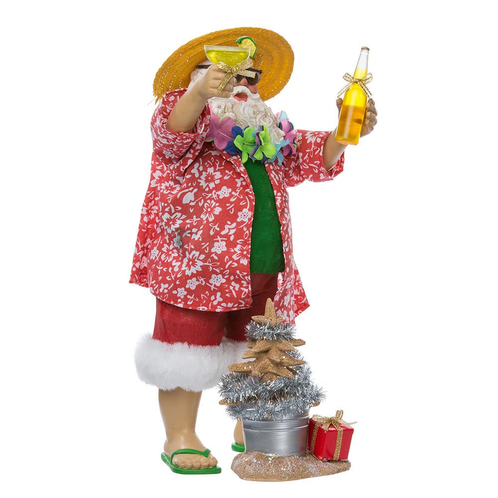 Kurt Adler 10-Inch Fabrich Beach Santa Set of 2 Pieces