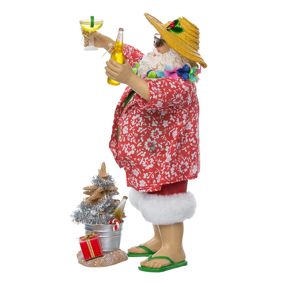 Kurt Adler 10-Inch Fabrich Beach Santa Set of 2 Pieces