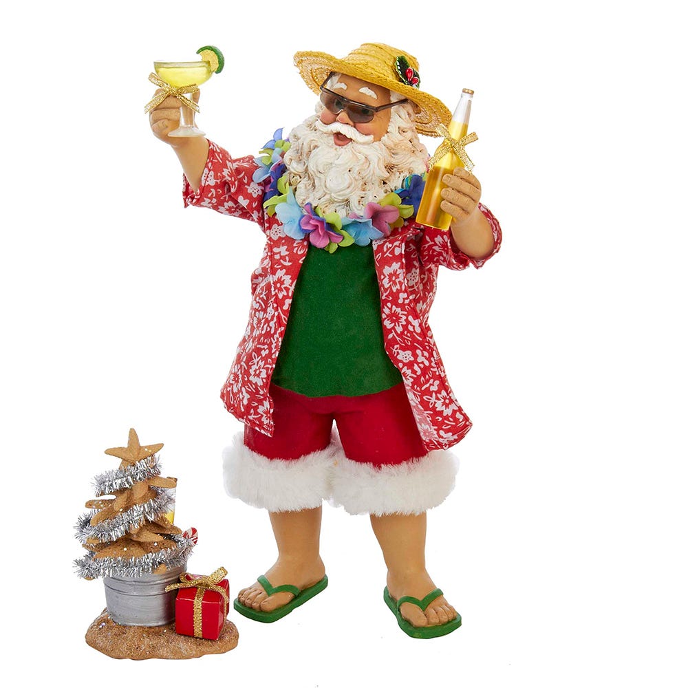 Kurt Adler 10-Inch Fabriché Beach Santa Set of 2 Pieces