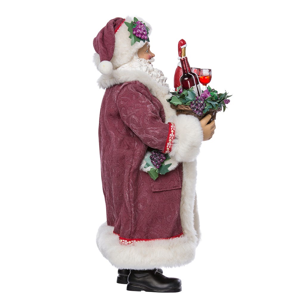 Kurt Adler 11.5-Inch Fabrich Santa with Wine Basket