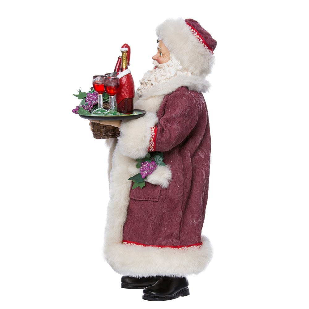 Kurt Adler 11.5-Inch Fabrich Santa with Wine Basket