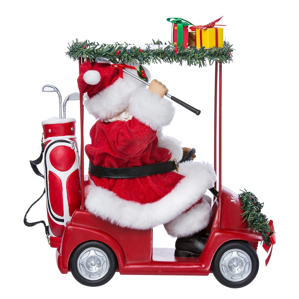 Kurt Adler 11.25-Inch Fabrich Santa Driving Golf Cart