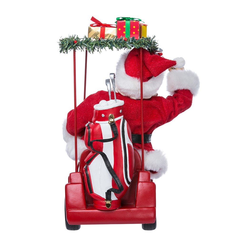 Kurt Adler 11.25-Inch Fabrich Santa Driving Golf Cart