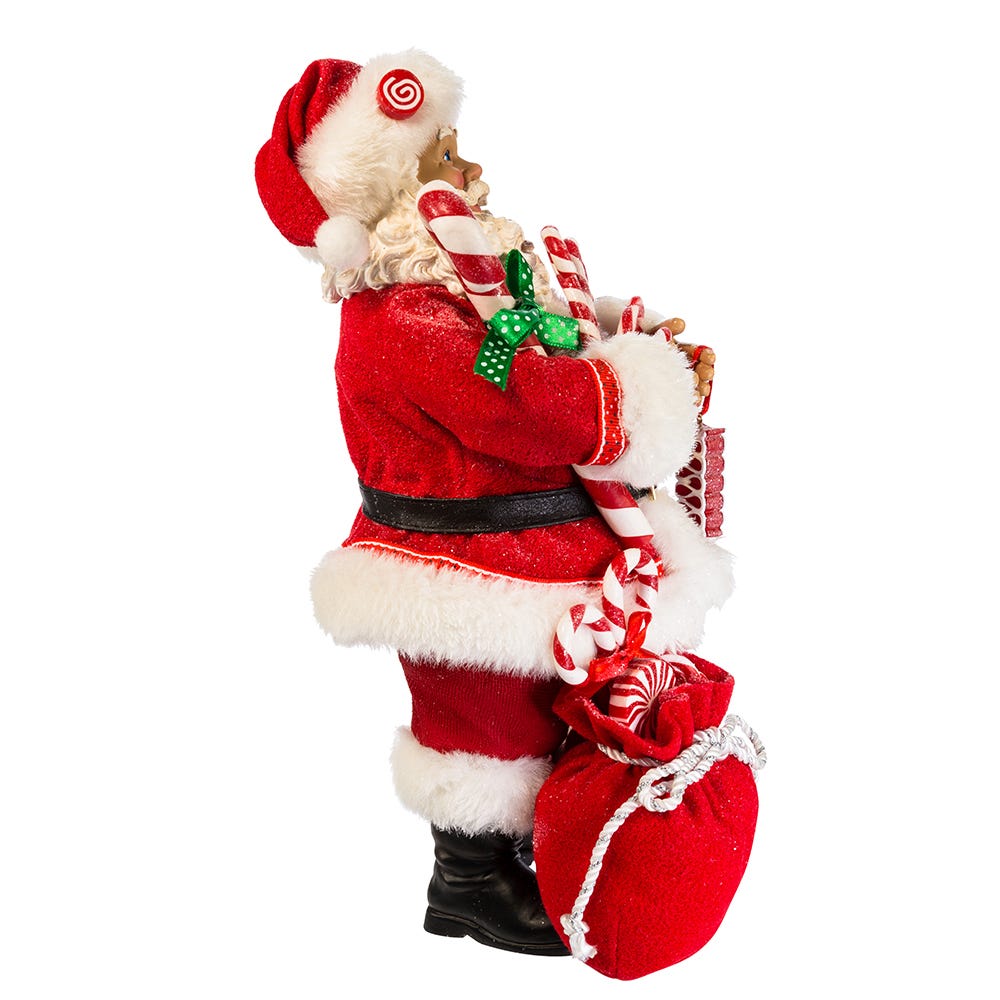 Kurt Adler 10.5-Inch Fabrich Santa With Christmas Candy and Bag