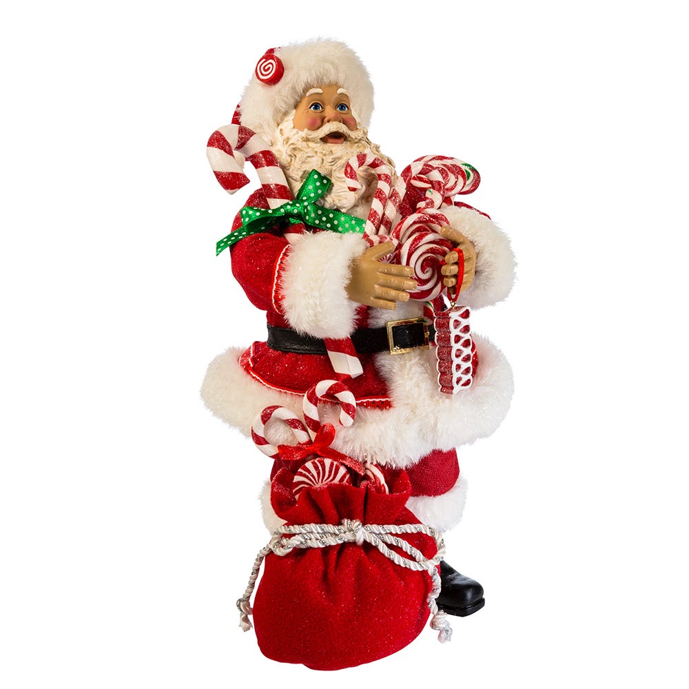 Kurt Adler 10.5-Inch Fabrich Santa With Christmas Candy and Bag
