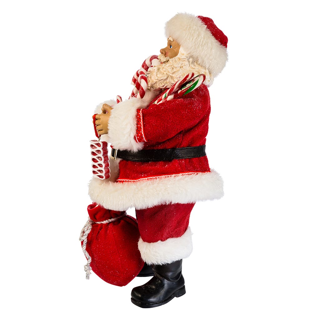 Kurt Adler 10.5-Inch Fabrich Santa With Christmas Candy and Bag