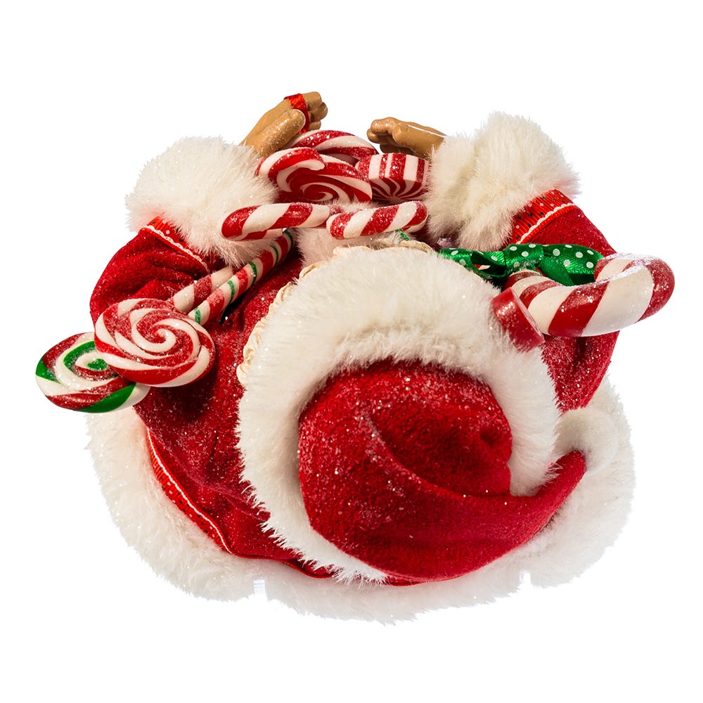 Kurt Adler 10.5-Inch Fabrich Santa With Christmas Candy and Bag