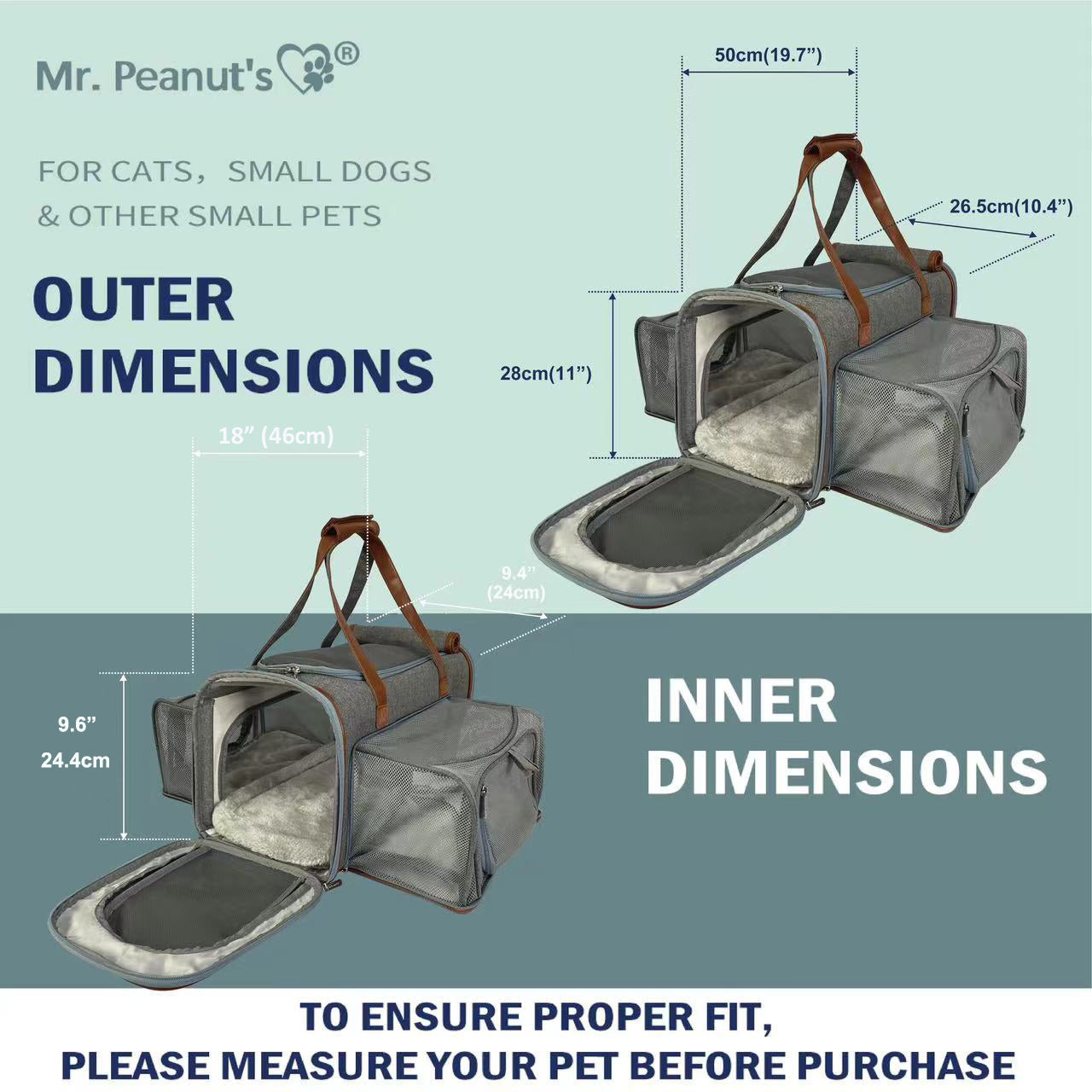 Mr. Peanuts Gold Series Big Apple XL Size Airline Compliant Double Expandable Pet Carrier 