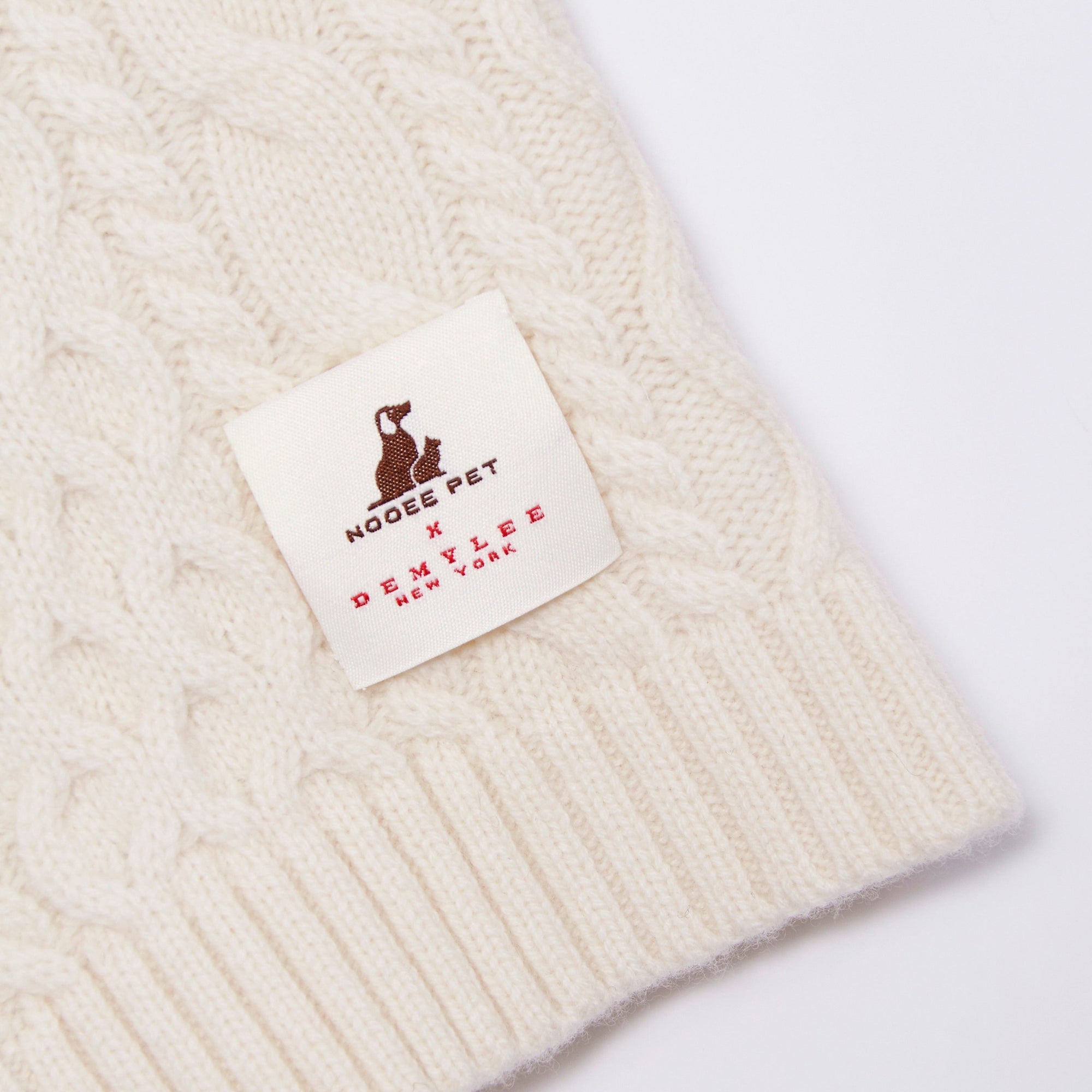 Nooee Pet Off White Wool Cable Sweater