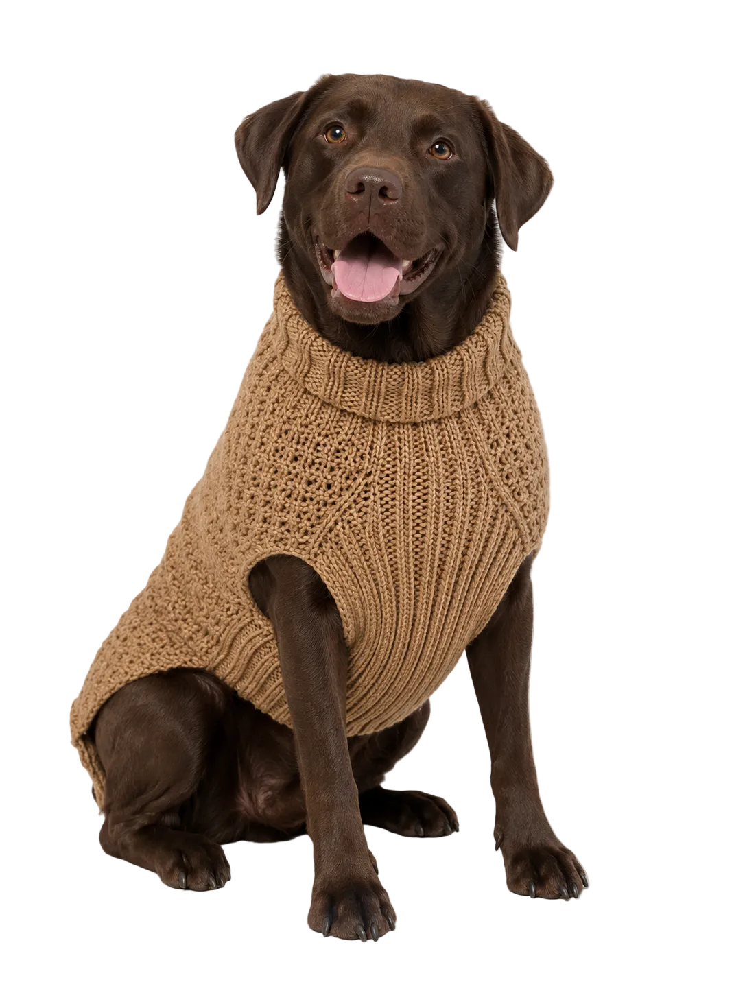 Chilly Dog Camel Alpaca Cable Knit Dog Sweater