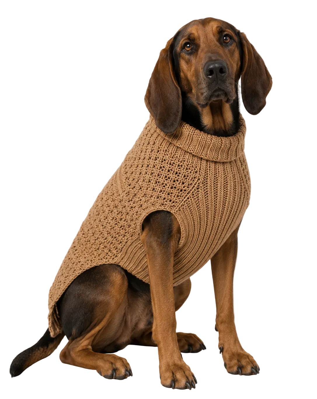 Chilly Dog Camel Alpaca Cable Knit Dog Sweater