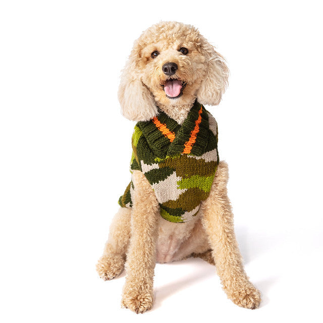 Chilly Dog Camo Wool Dog Sweater