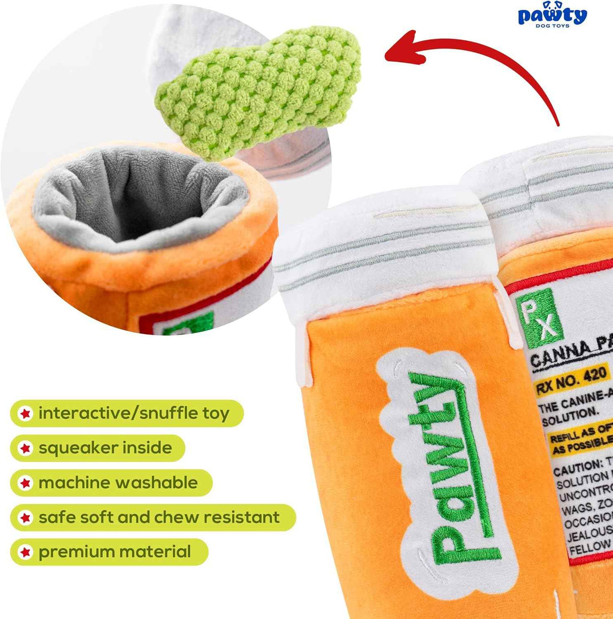 Pawty 420 Canister Parody Plush Dog Toy