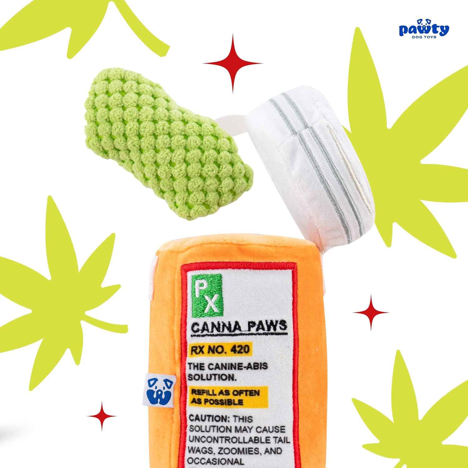 Pawty 420 Canister Parody Plush Dog Toy