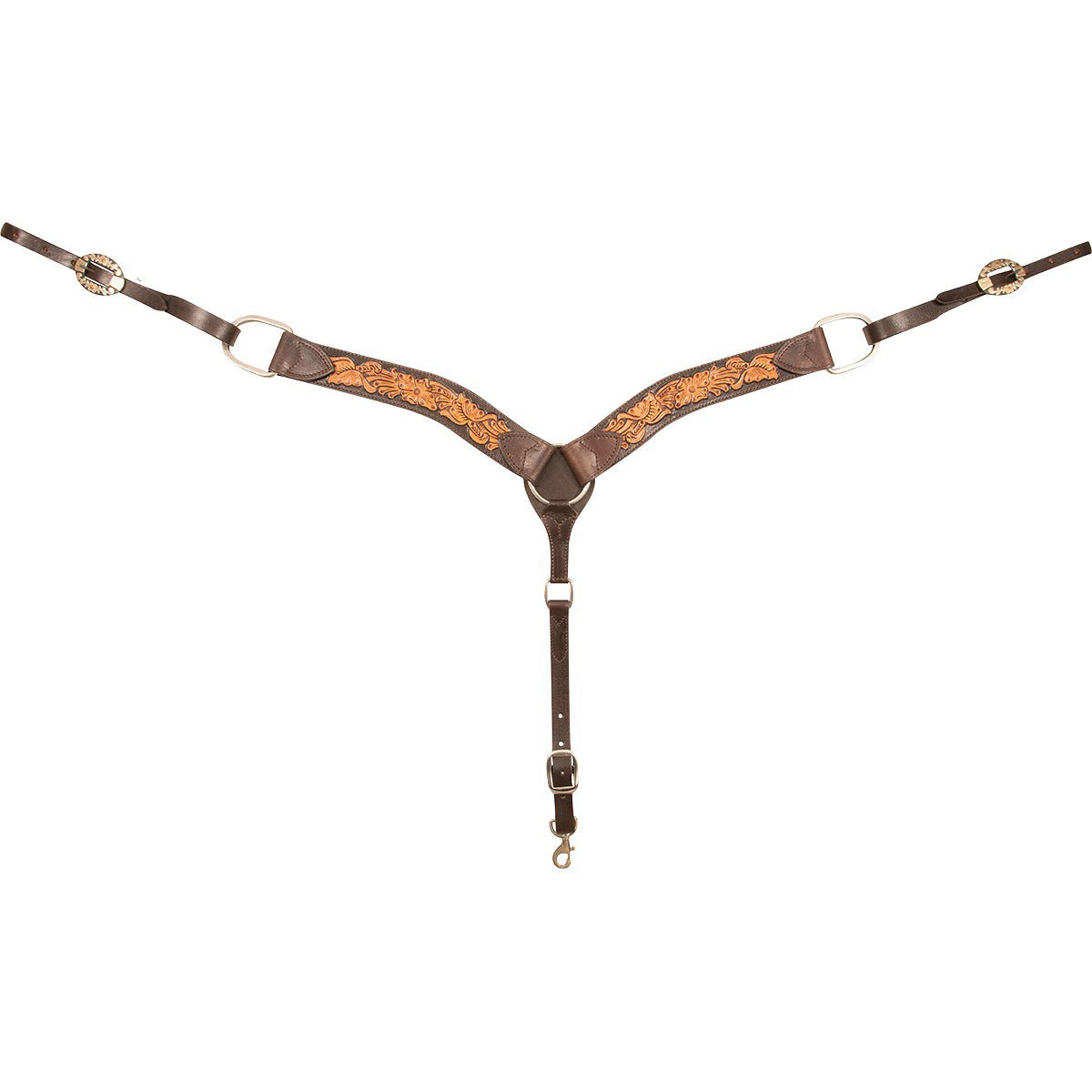 Cashel – 2" Two-Toned Floral Tooled Leather Breast Collar