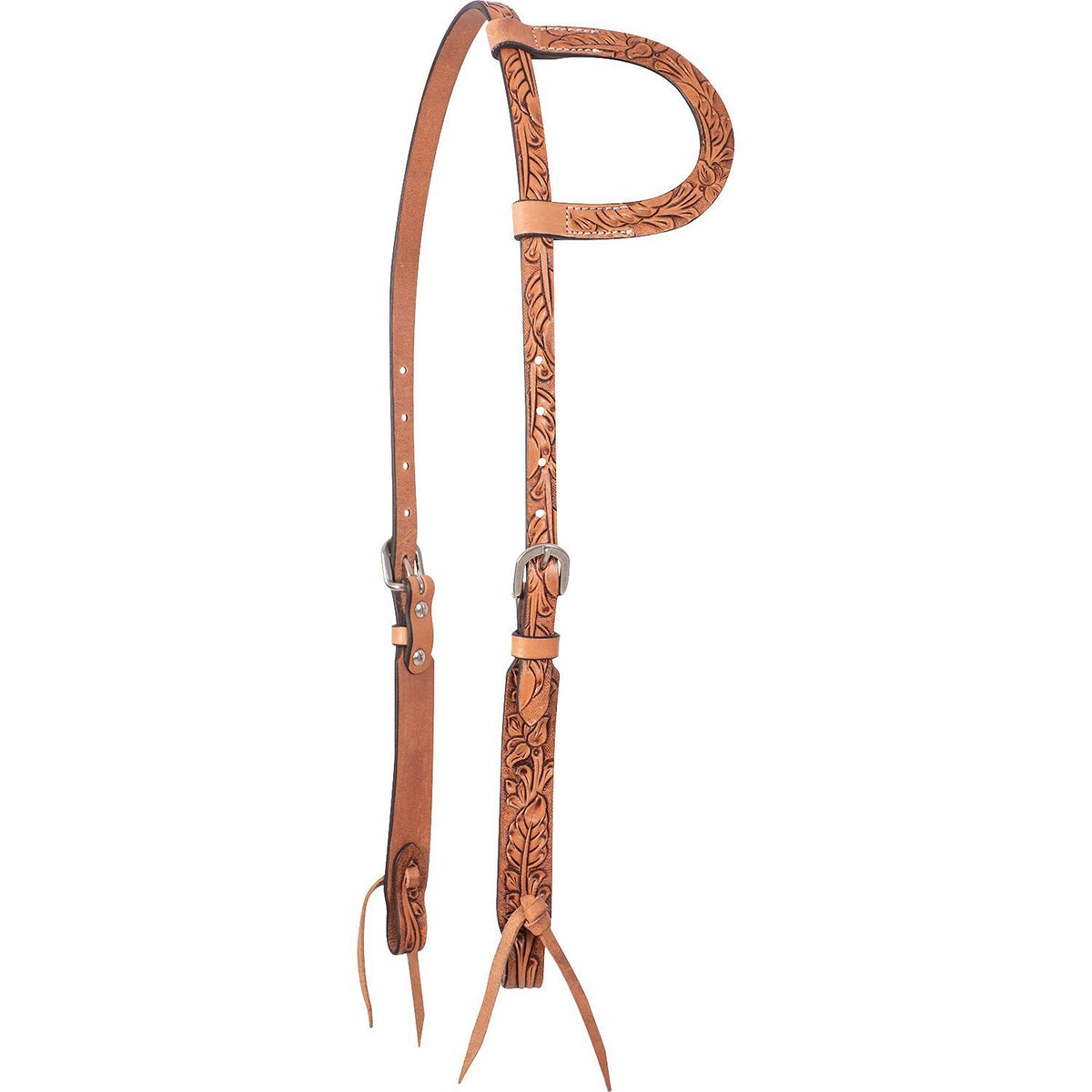 Cashel – Antiqued Leaf Tooled Leather Slip Ear Headstall