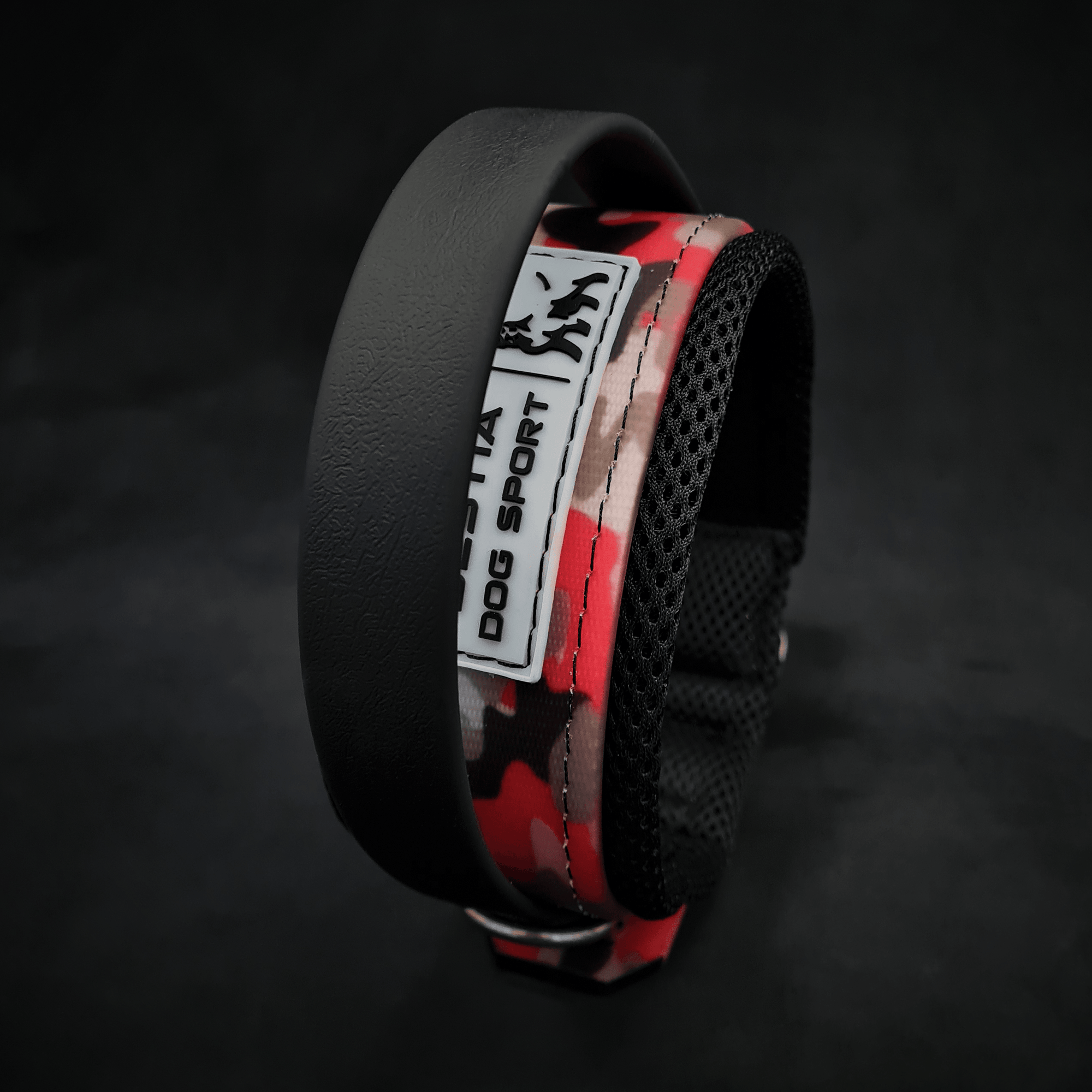 Bestia Dog Sport Handle Red Camo Dog Collar