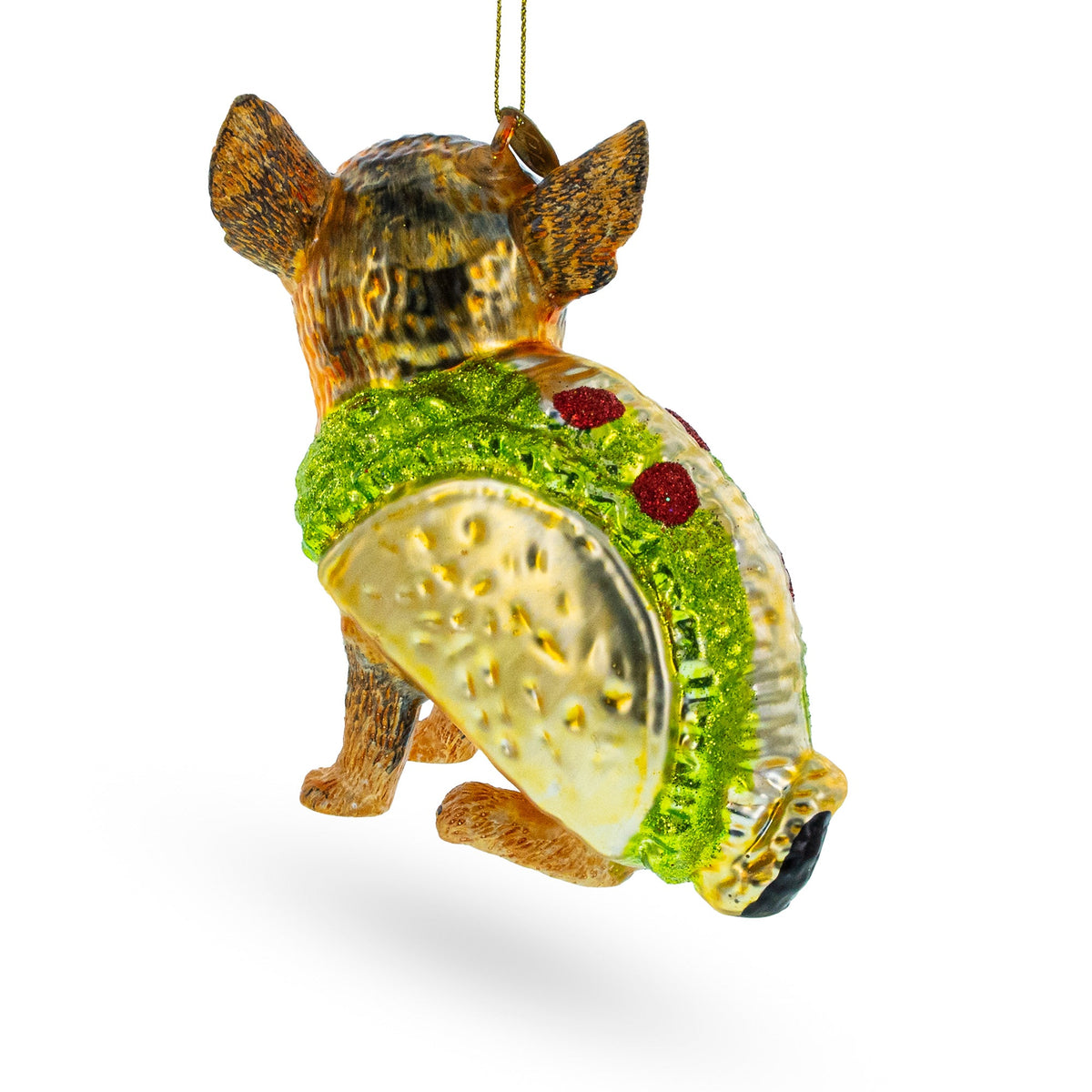 Colorful Fiesta Taco Chihuahua - Blown Glass Christmas Ornament - HT Animal Supply
