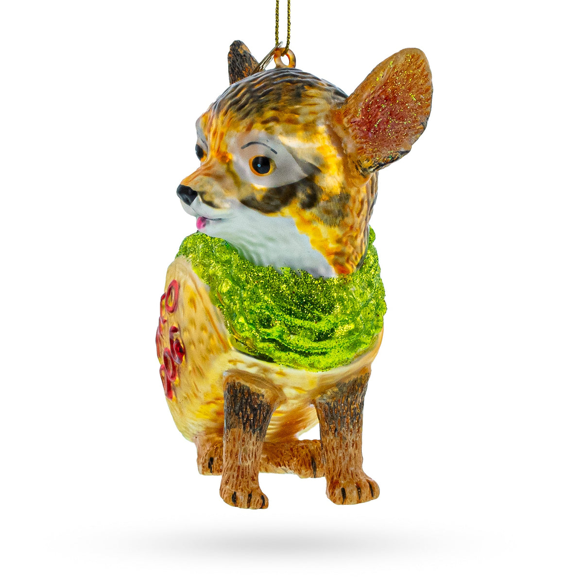 Colorful Fiesta Taco Chihuahua - Blown Glass Christmas Ornament - HT Animal Supply