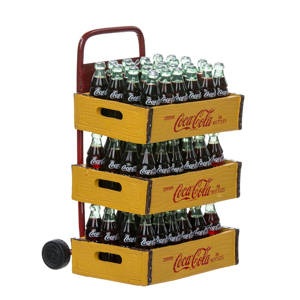 Kurt Adler 10.5-Inch Coca-Cola Santa with Delivery Cart Set of 2 Pieces