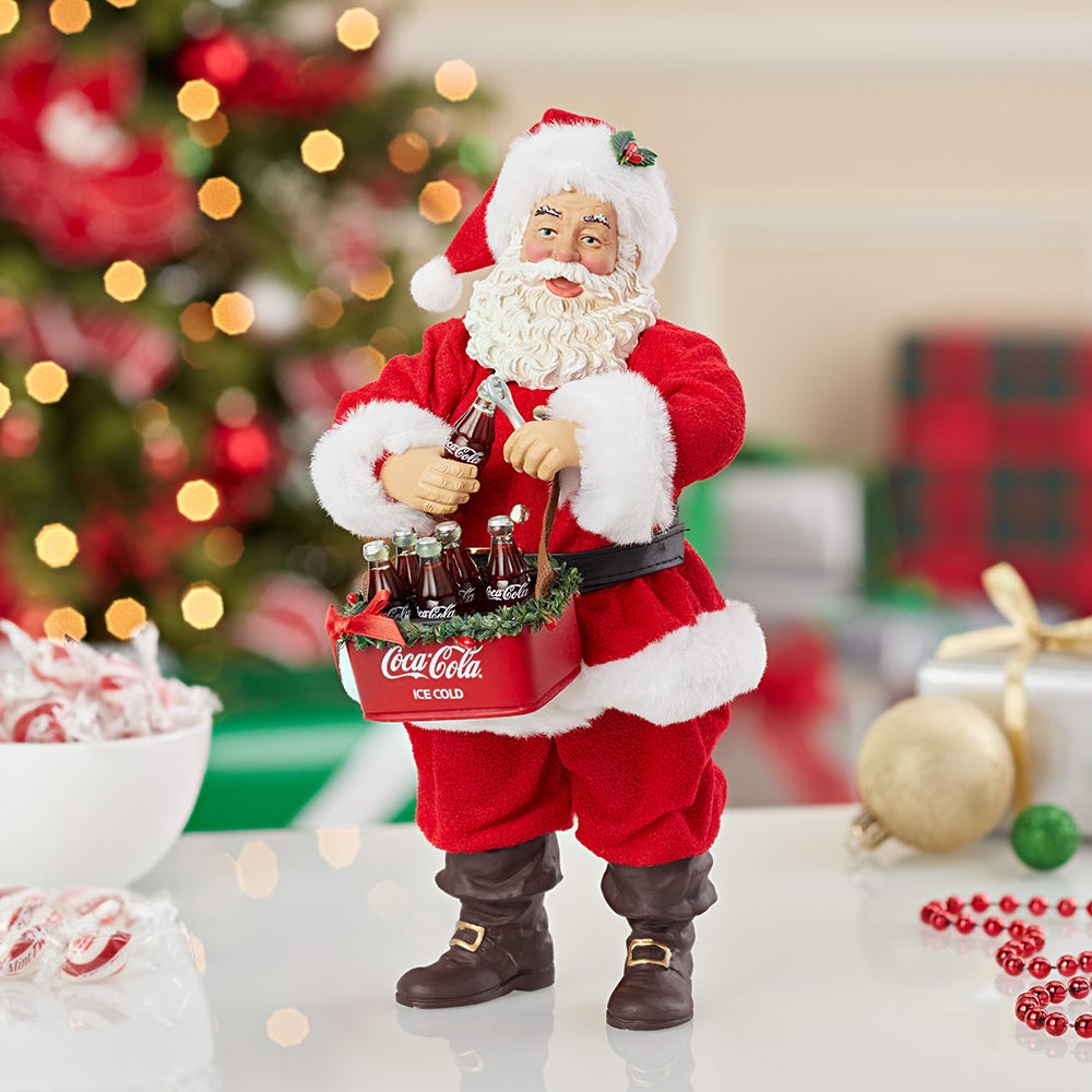 Kurt Adler 10-Inch Santa Opening Coke Tablepiece