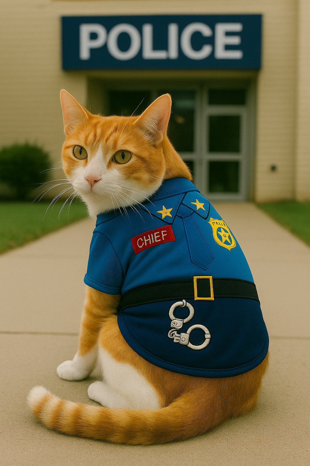 Parisian Pet Officer Woof Halloween Costume for Dogs & Cats  Police Dog Costume, Pet Officer Outfit for Halloween, Light Blue