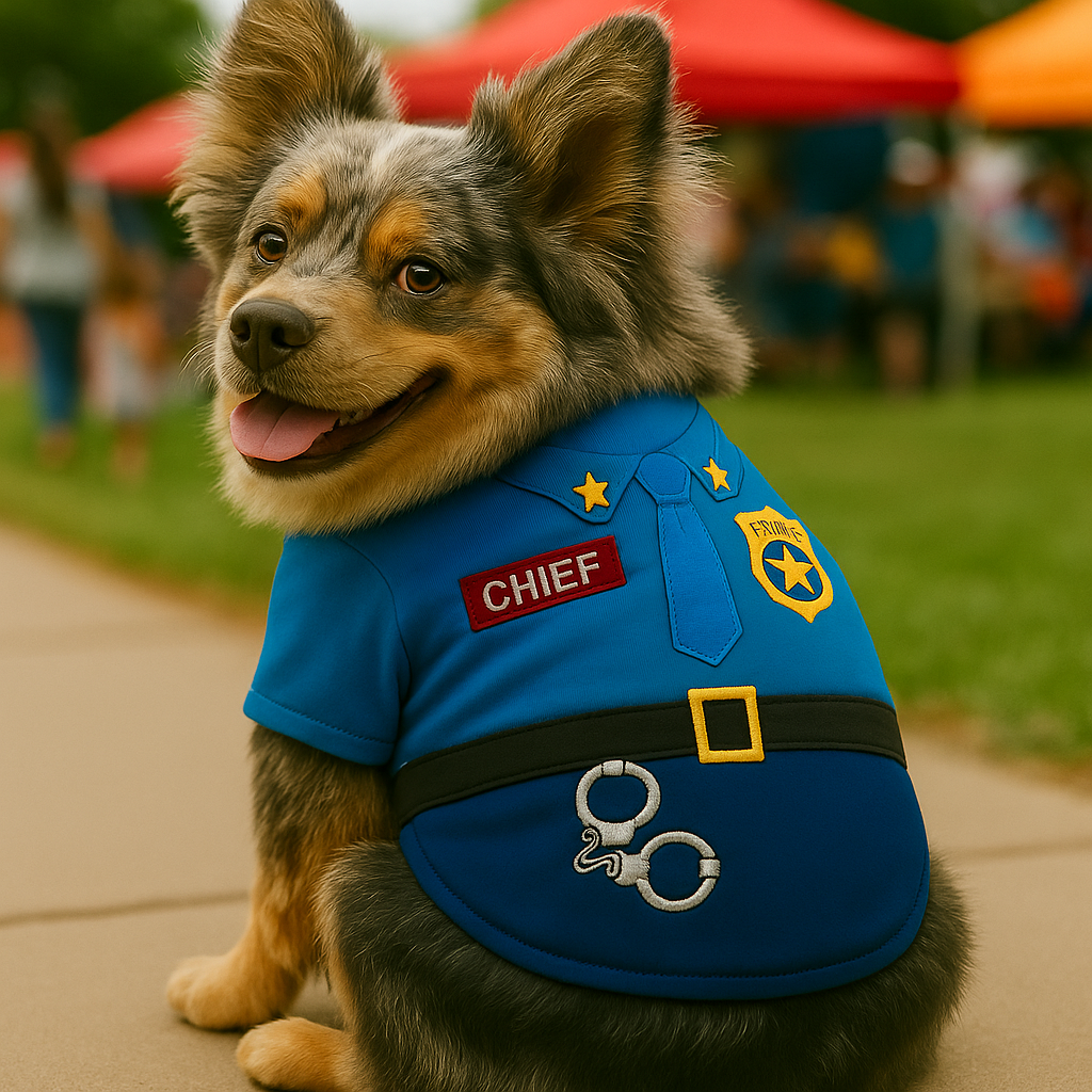 Parisian Pet Officer Woof Halloween Costume for Dogs & Cats  Police Dog Costume, Pet Officer Outfit for Halloween, Light Blue