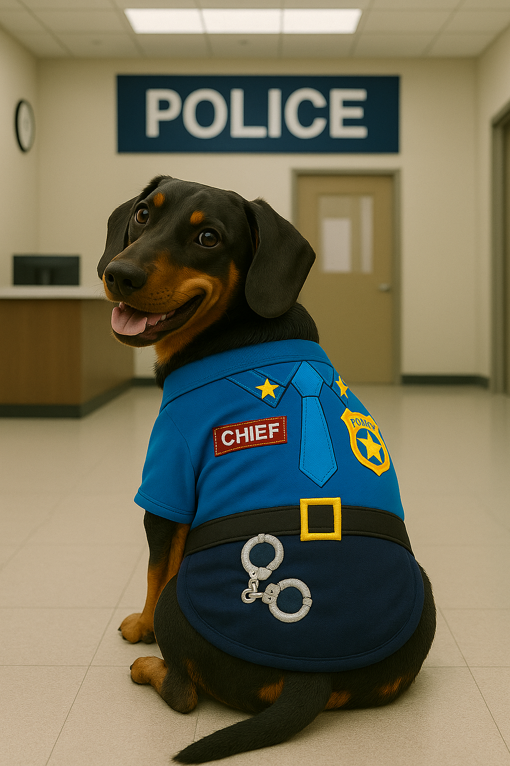 Parisian Pet Officer Woof Halloween Costume-Light Blue