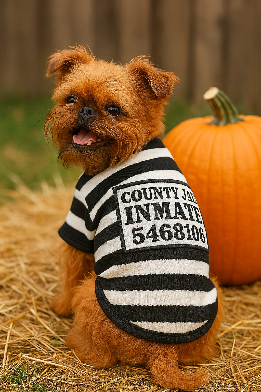 Parisian Pet Furry Inmate Black and White Stripes Halloween Costume - Funny Prison Design for Cats & Dogs