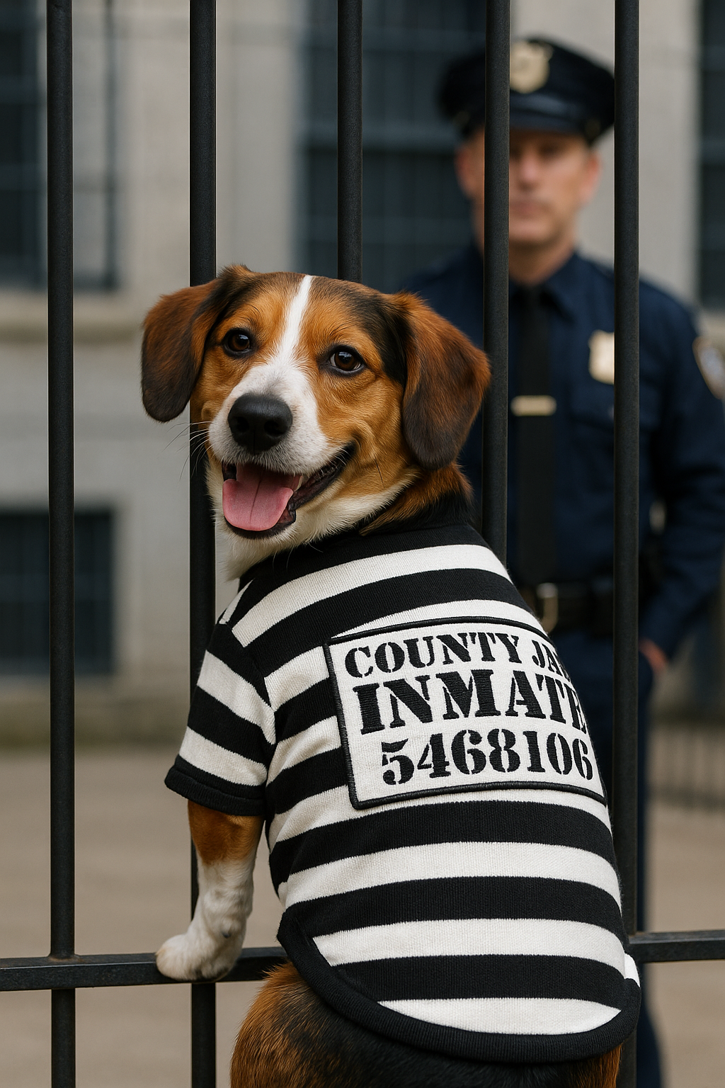 Parisian Pet Furry Inmate Black and White Stripes Halloween Costume - Funny Prison Design for Cats & Dogs