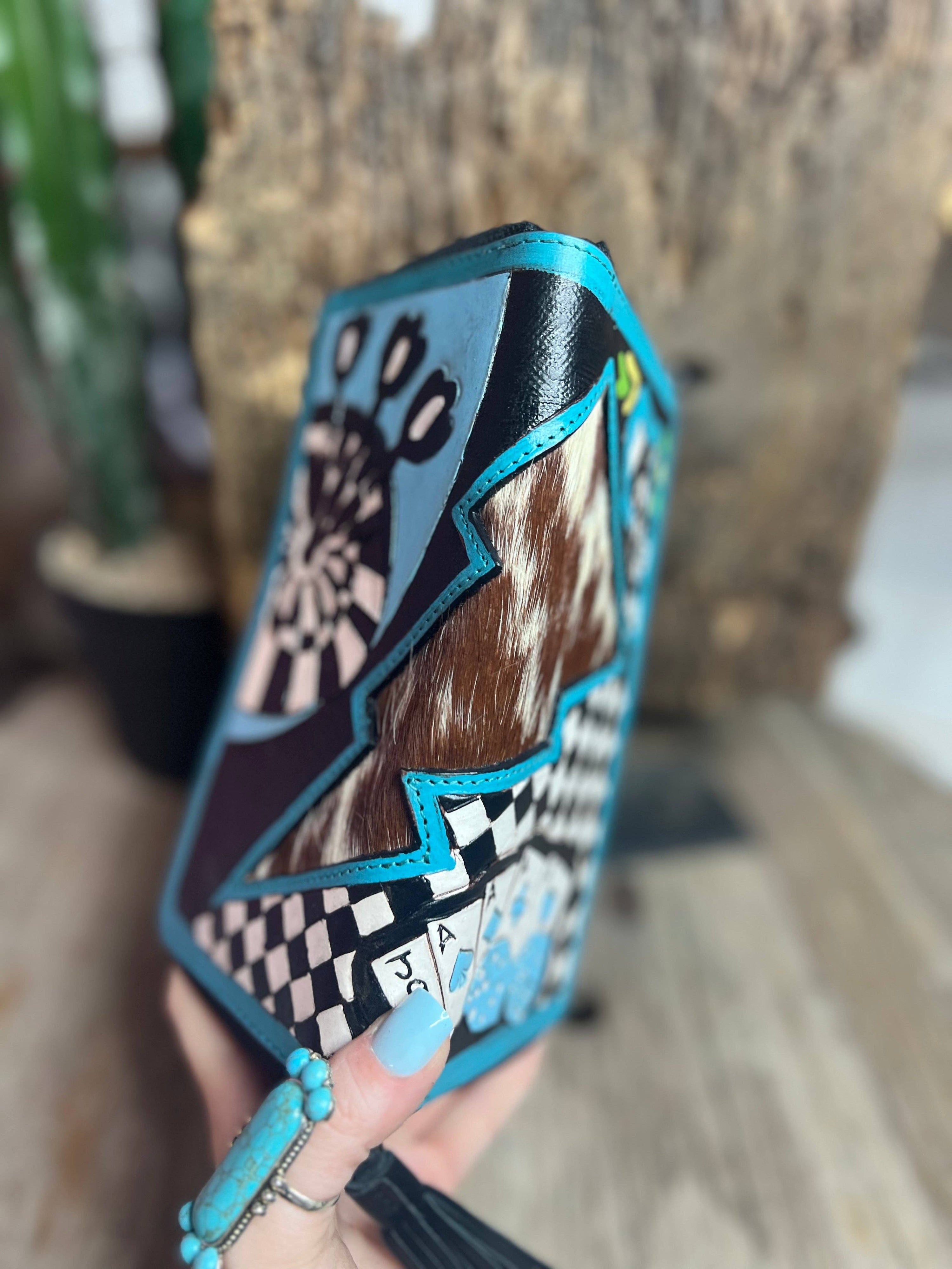Turquoise Rocker Electric Rodeo Large Zippered Wallet | HT Animal Supply